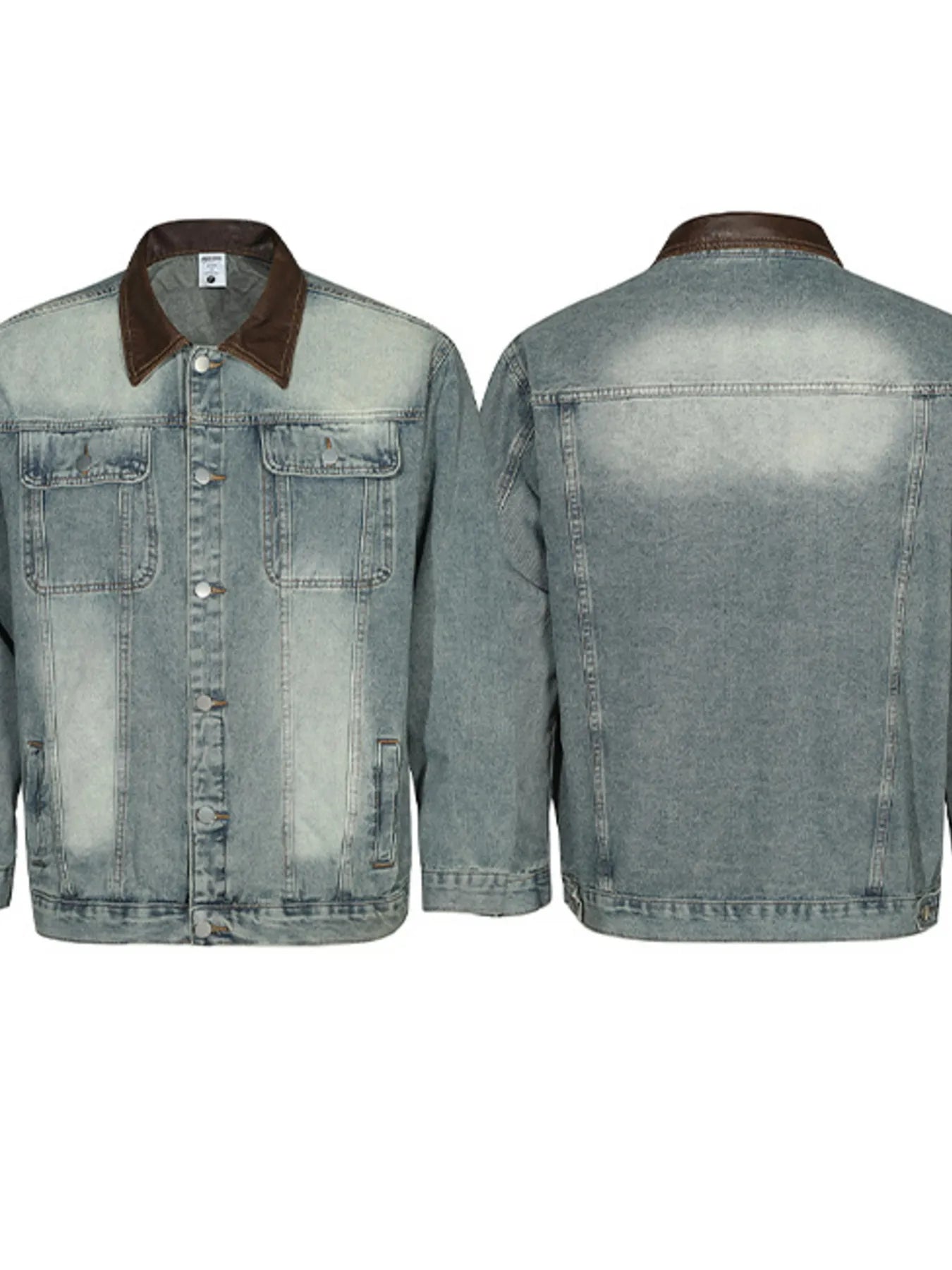 Men's Button Up Long Sleeve Denim Jacket - Image 5