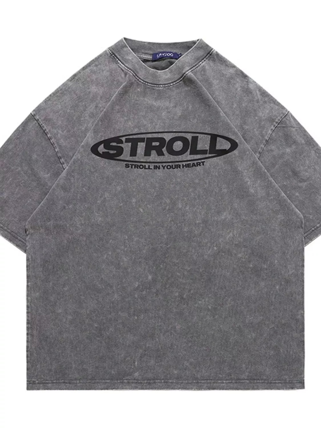 Men's Letter Washed Short Sleeve T-Shirt - Image 2