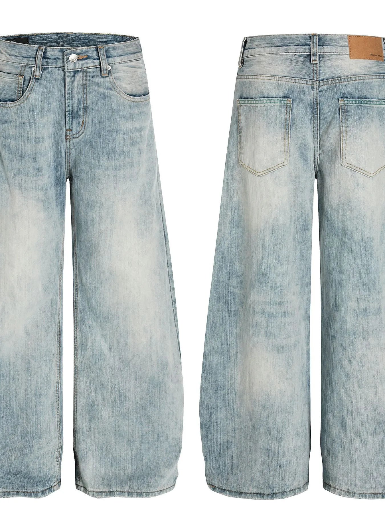 Men's Washed Wide Leg Baggy Jeans - Image 4