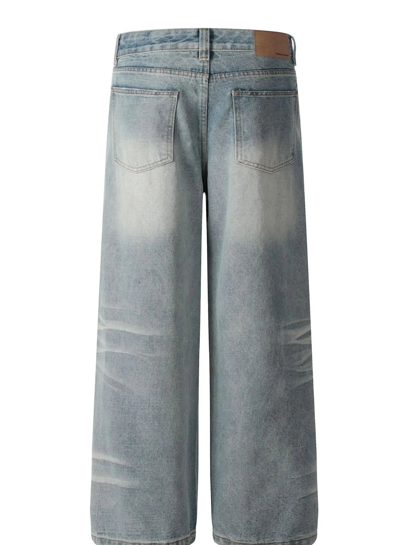 Men's Wide Leg Wash Denim Jeans - Image 3
