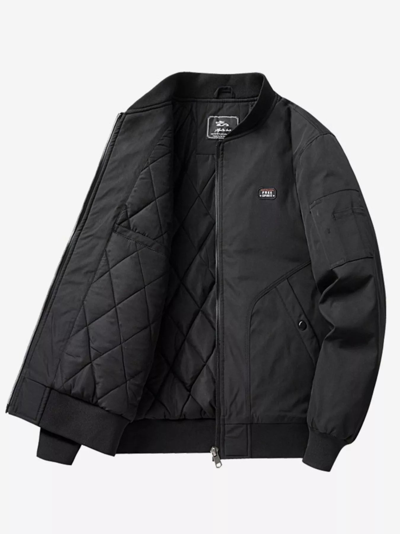 Men's Plus Size Bomber Jacket with Zipper - Image 6