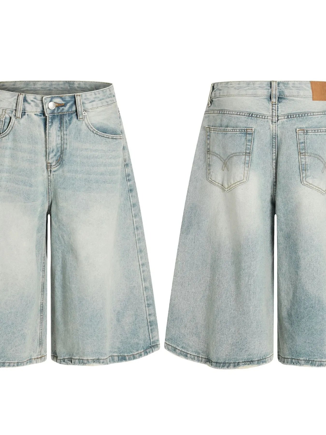 Men's Wash Wide Leg Denim Shorts - Image 4