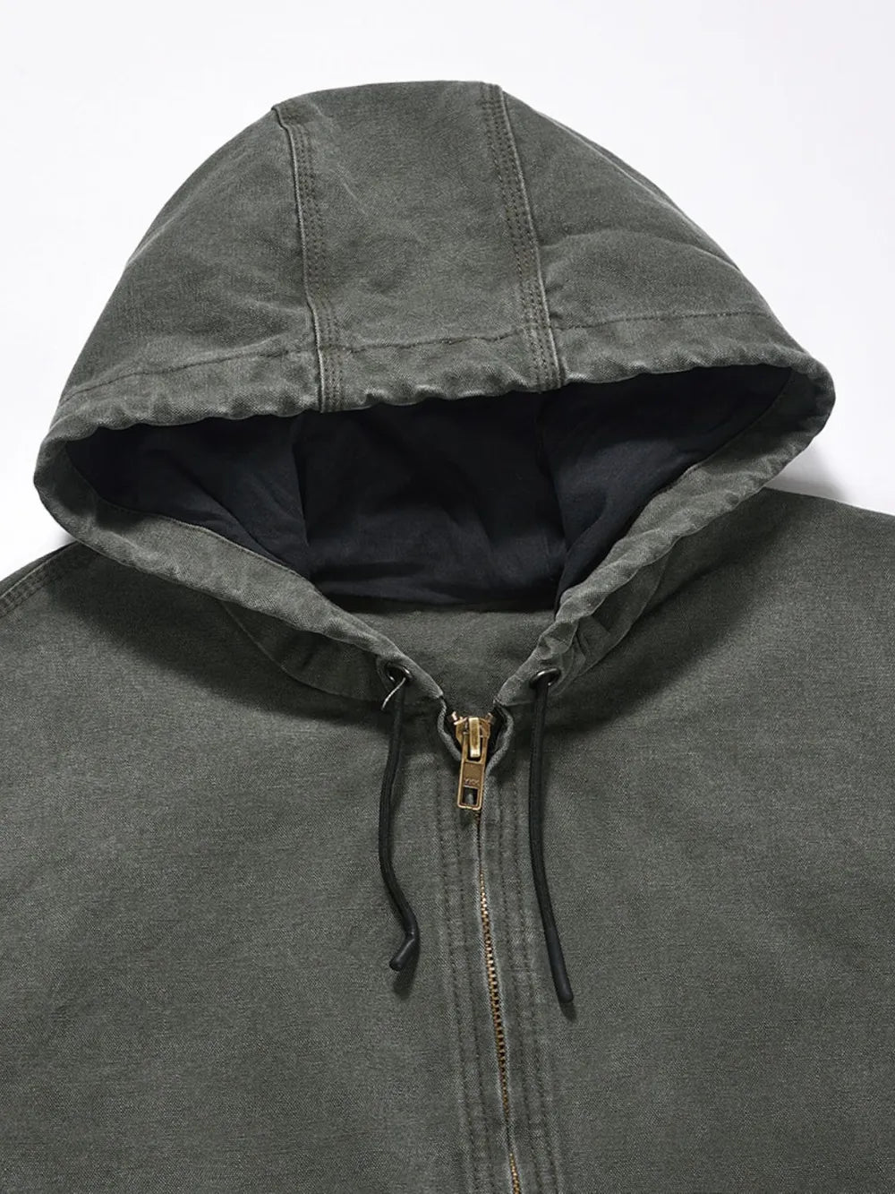 Men's Zip Up Washed Hooded Jacket - Image 3
