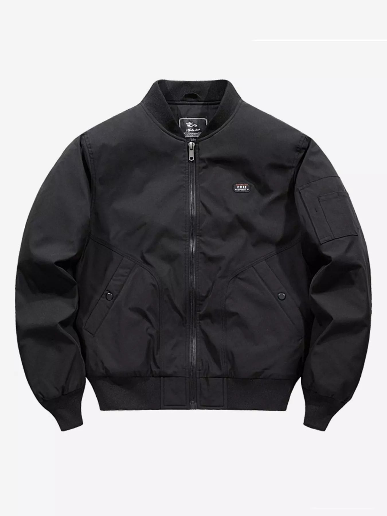 Men's Plus Size Bomber Jacket with Zipper - Image 5