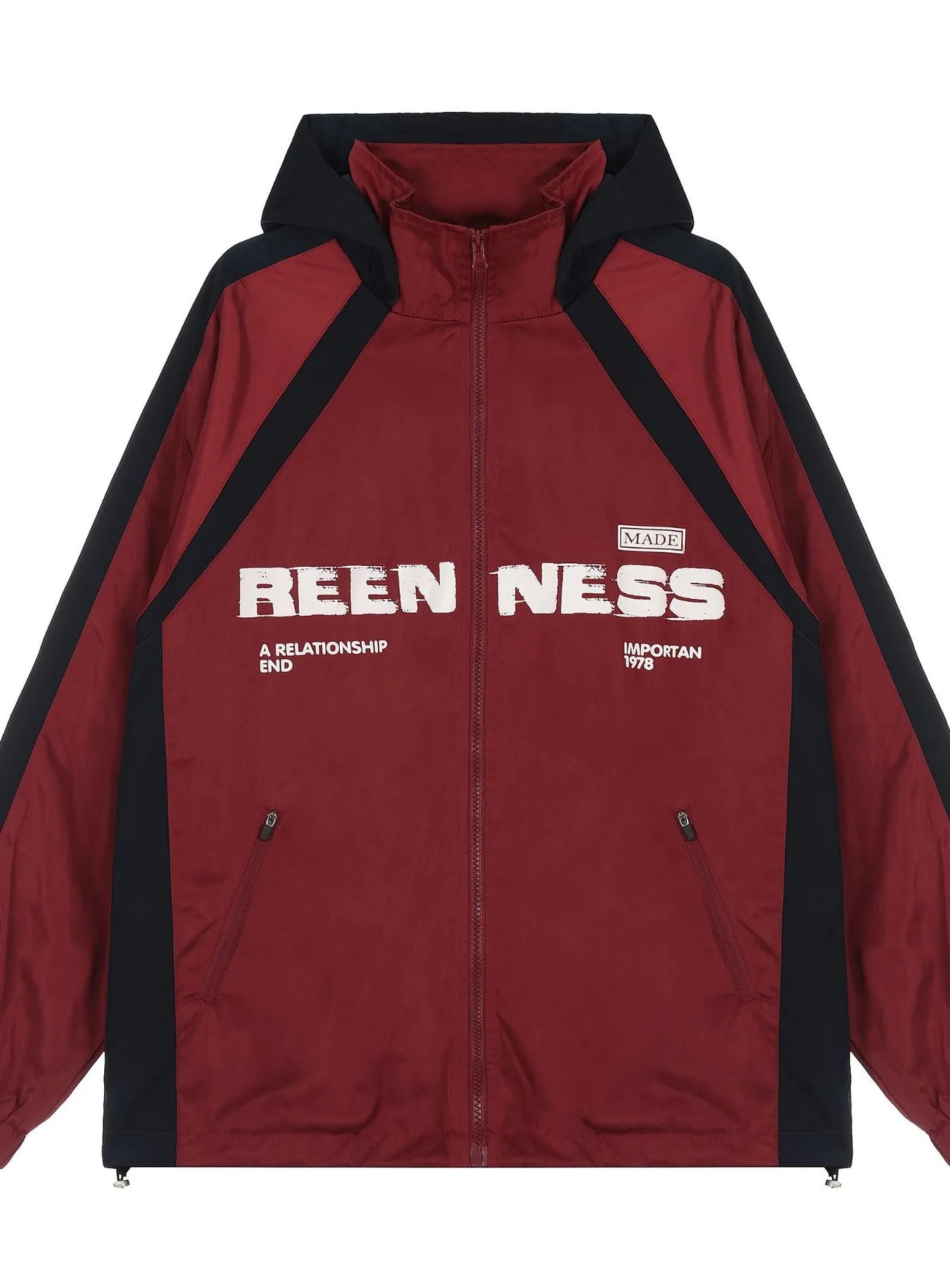 Men's Letter Zip Up Hooded Windbreaker Jacket - Image 2