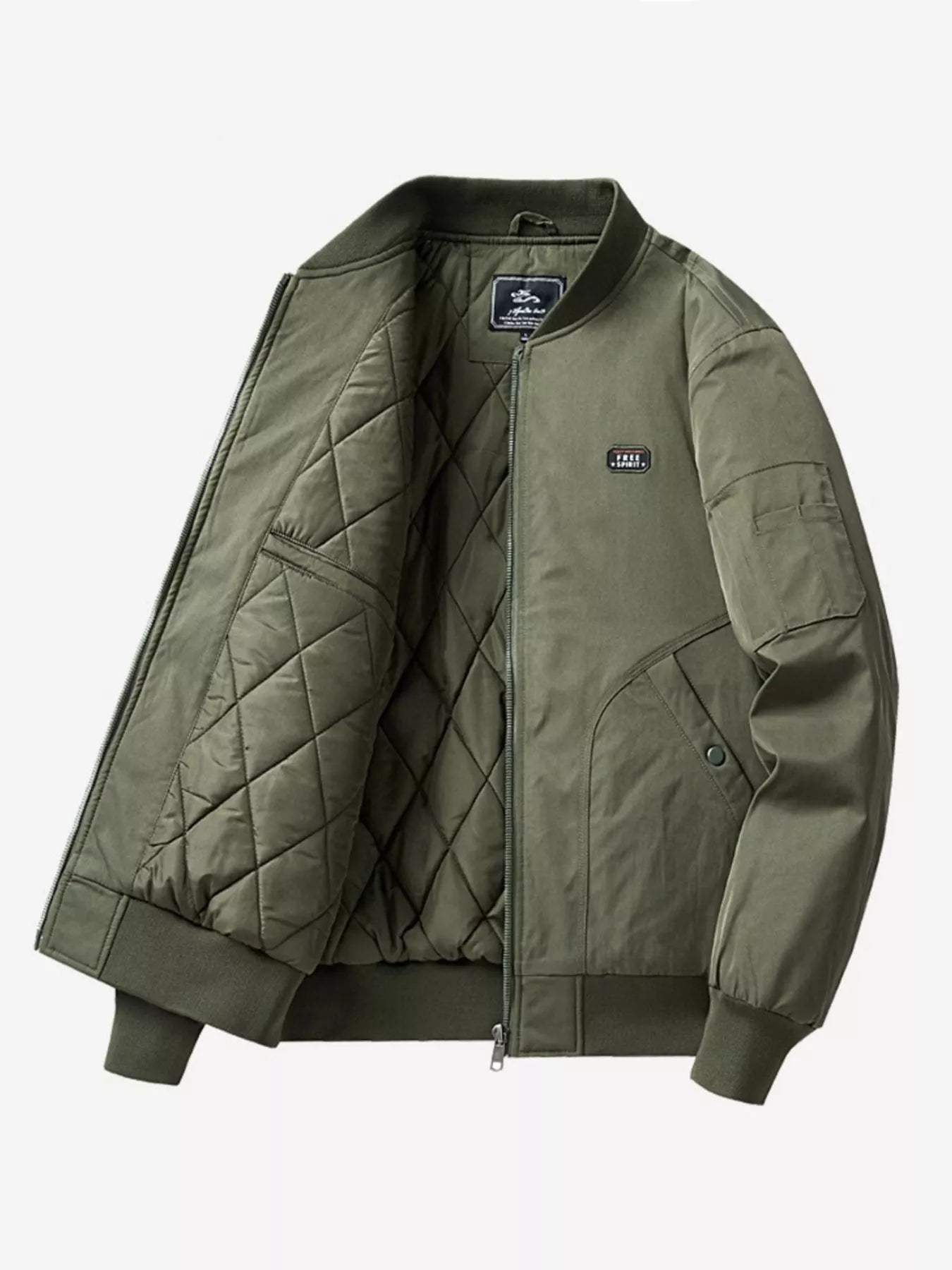 Men's Plus Size Bomber Jacket with Zipper - Image 8