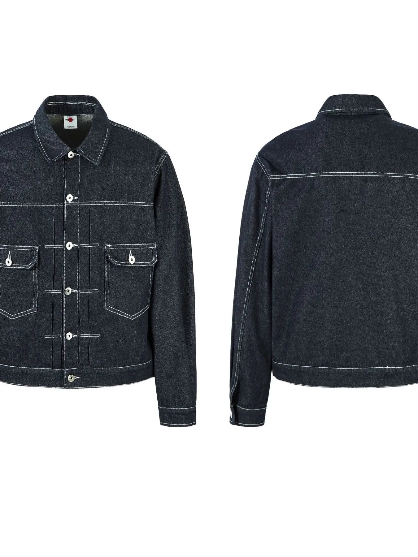 Men's Contrast Stitching Button Up Denim Jacket - Image 3