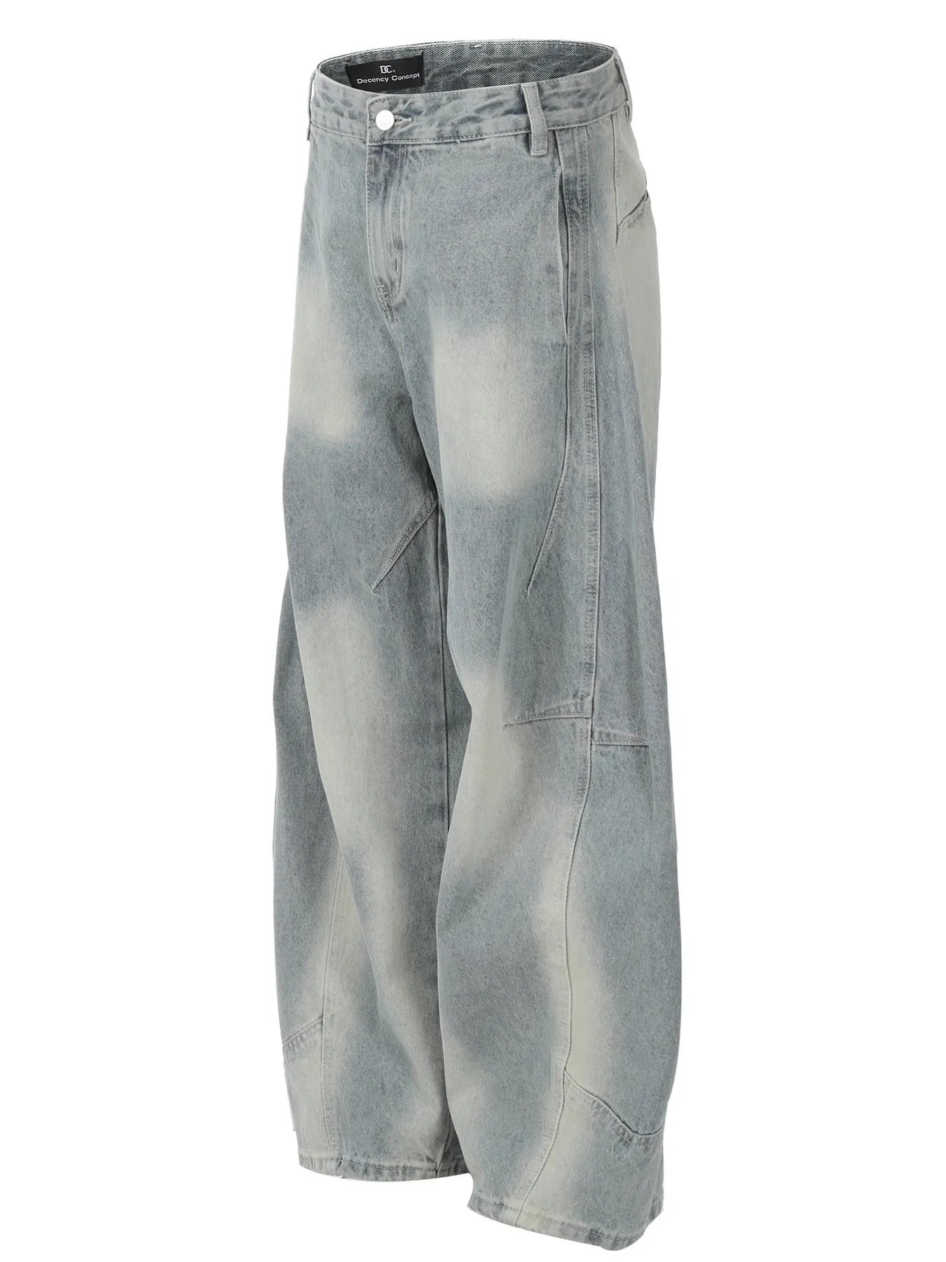Men's Washed Curved Jeans with Contemporary Fade - Image 2