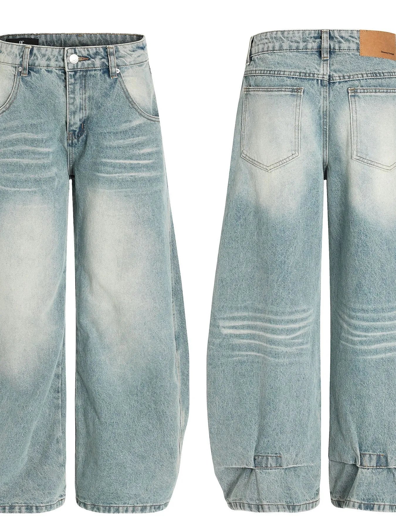 Men's Washed Wide Leg Baggy Jeans - Image 4