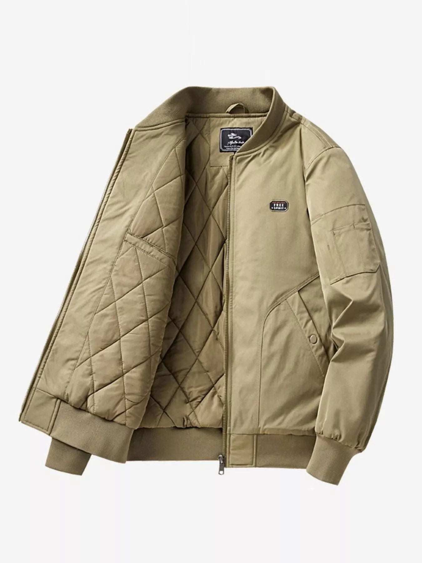 Men's Plus Size Bomber Jacket with Zipper - Image 3