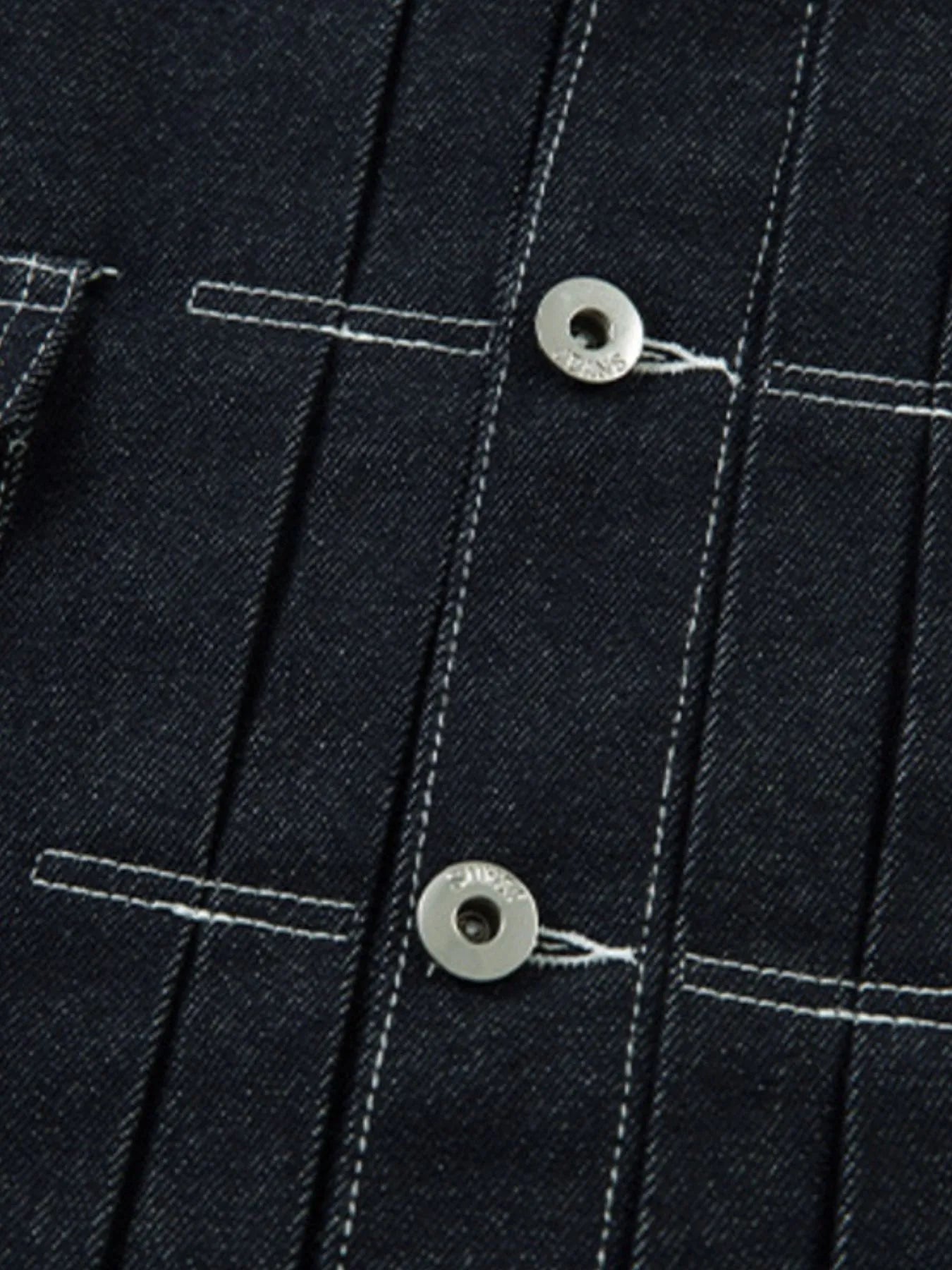 Men's Contrast Stitching Button Up Denim Jacket - Image 5