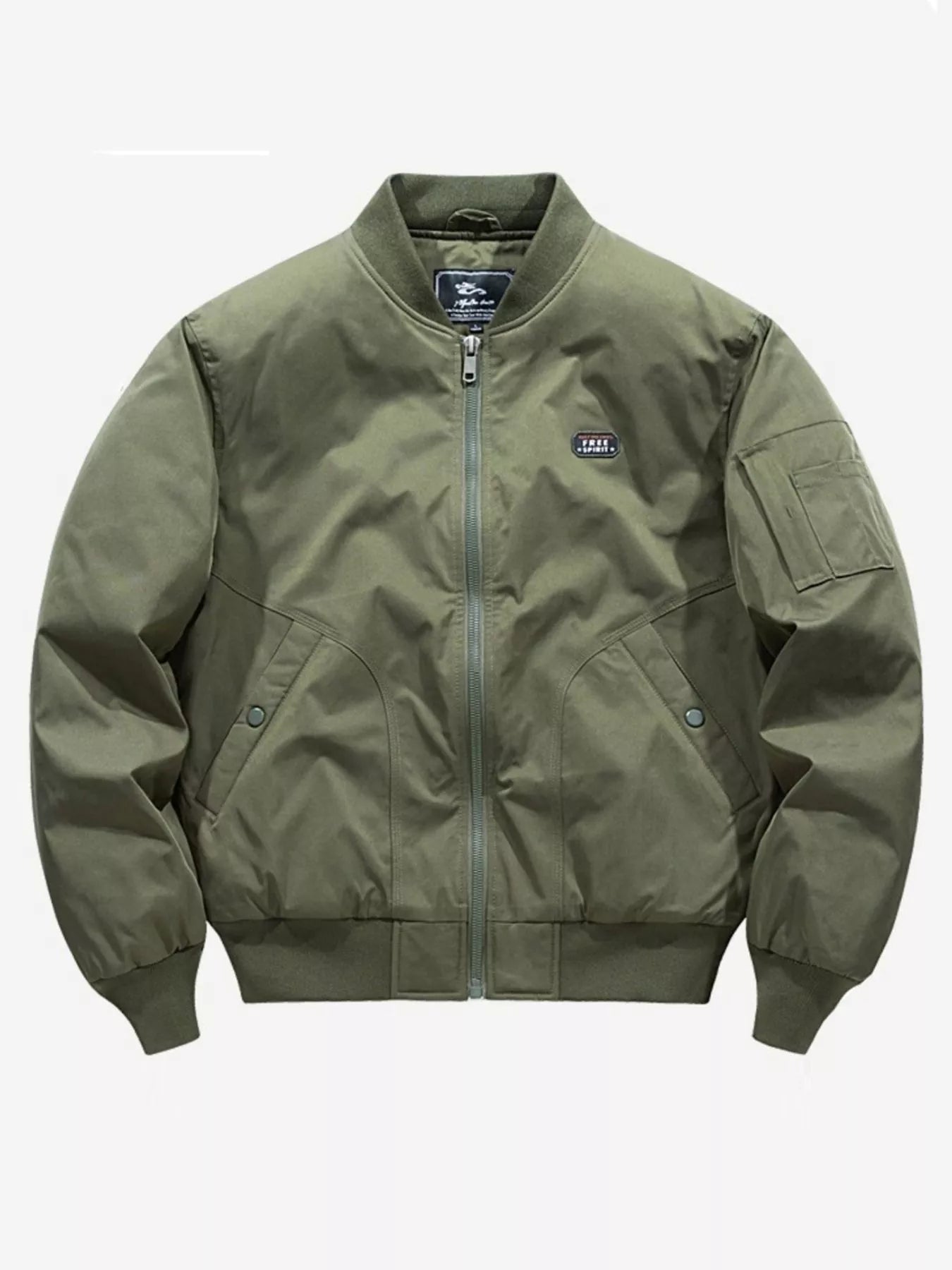 Men's Plus Size Bomber Jacket with Zipper - Image 7