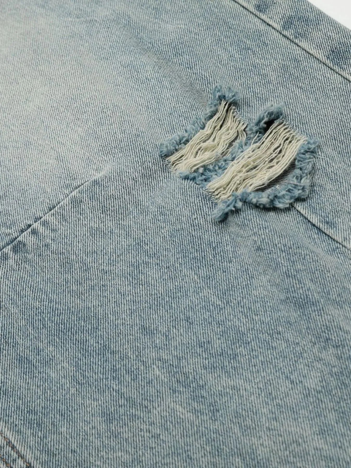 Men's Washed Distressed Curved Jeans - Image 7
