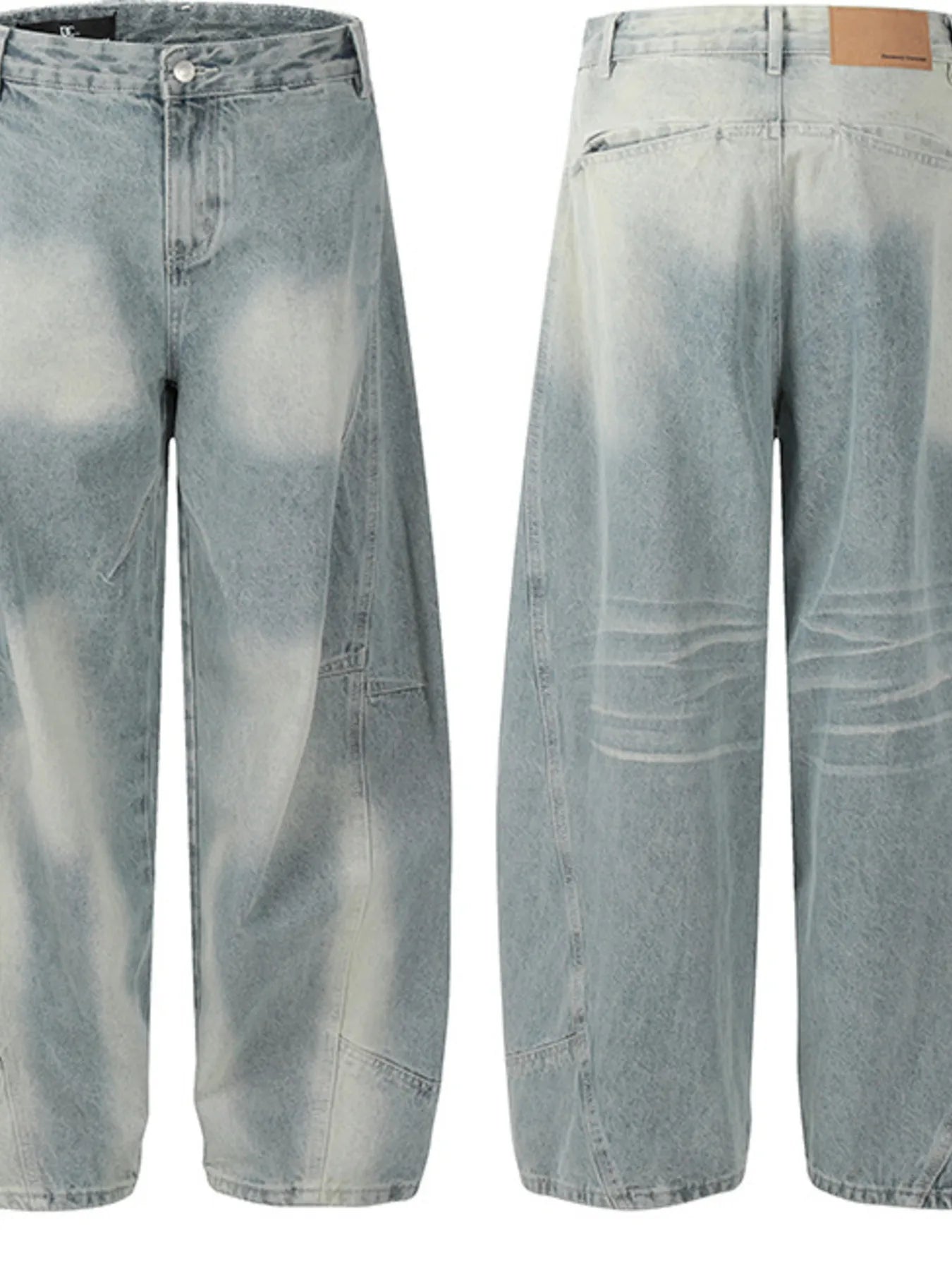 Men's Washed Curved Jeans with Contemporary Fade - Image 4