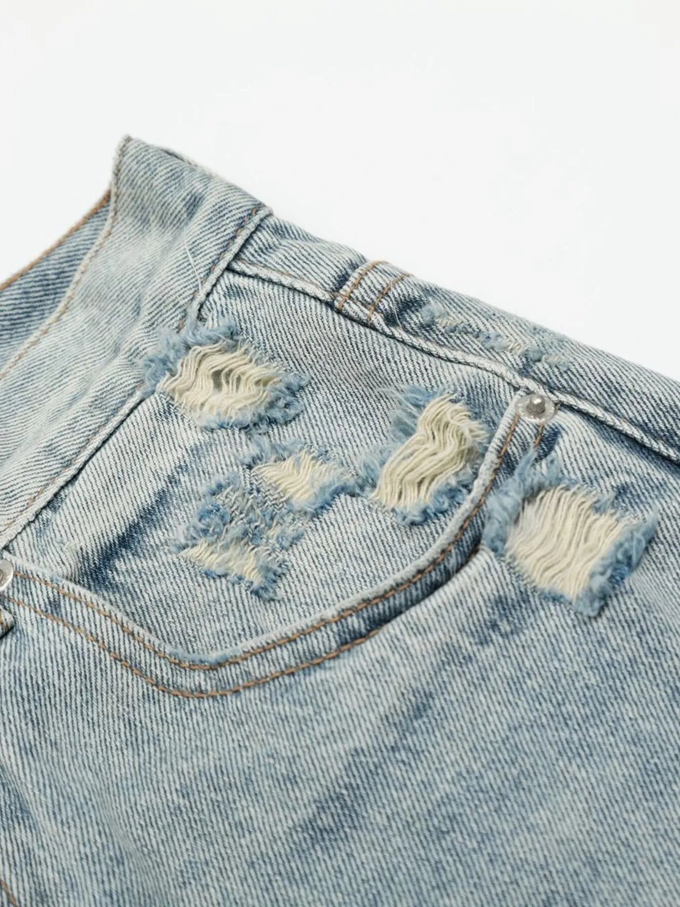 Men's Washed Distressed Curved Jeans - Image 4