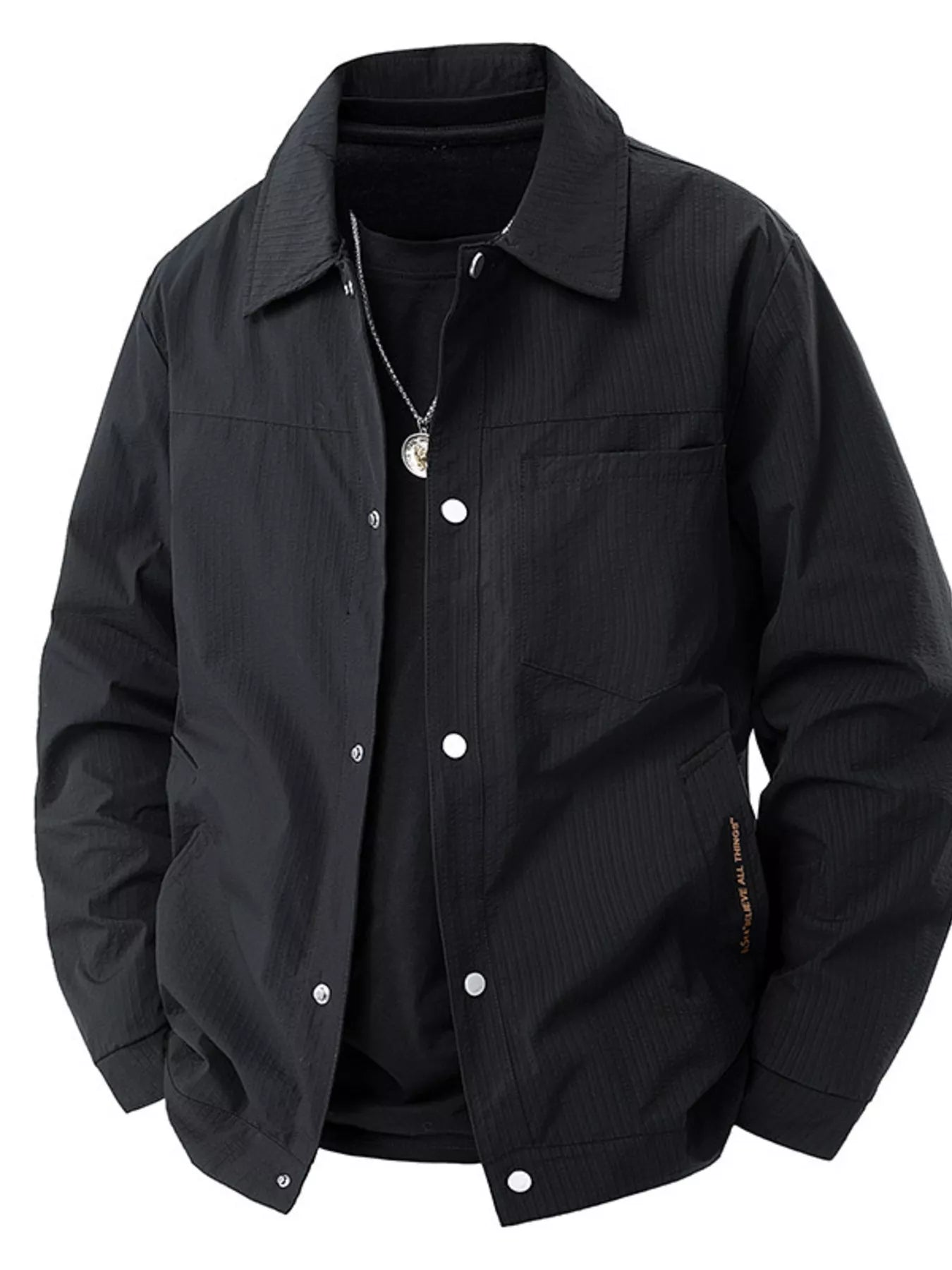Men's Plus Size Lightweight Snap-Down Jacket - Image 3