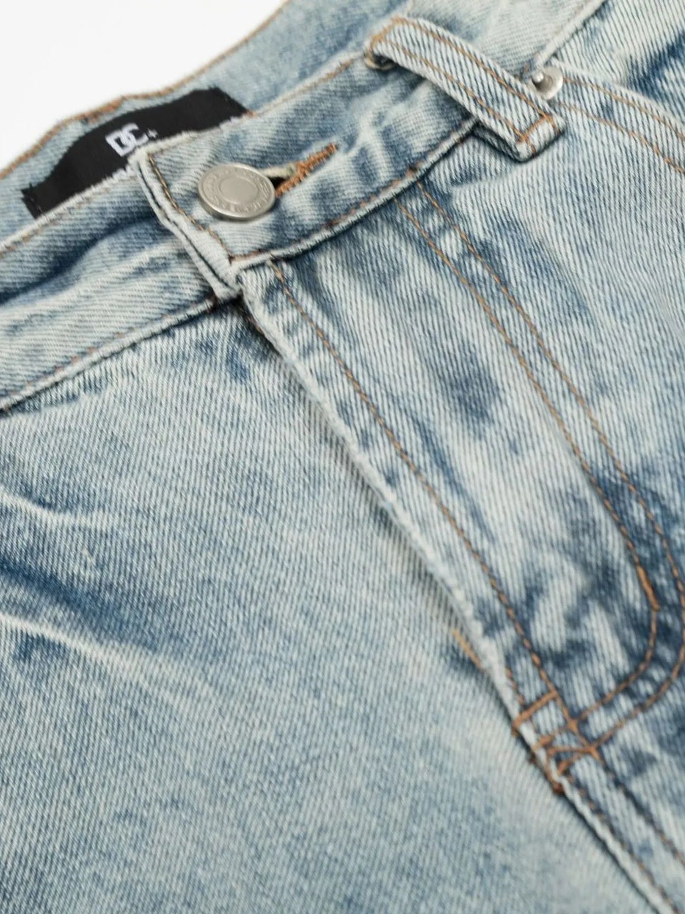 Men's Washed Distressed Curved Jeans - Image 2