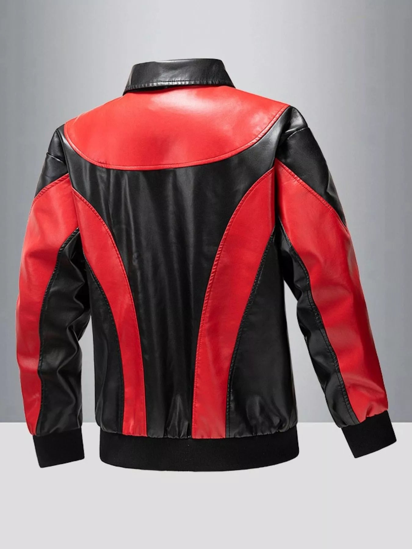 Men's Two-Tone Zip Up Leather Jacket - Image 2
